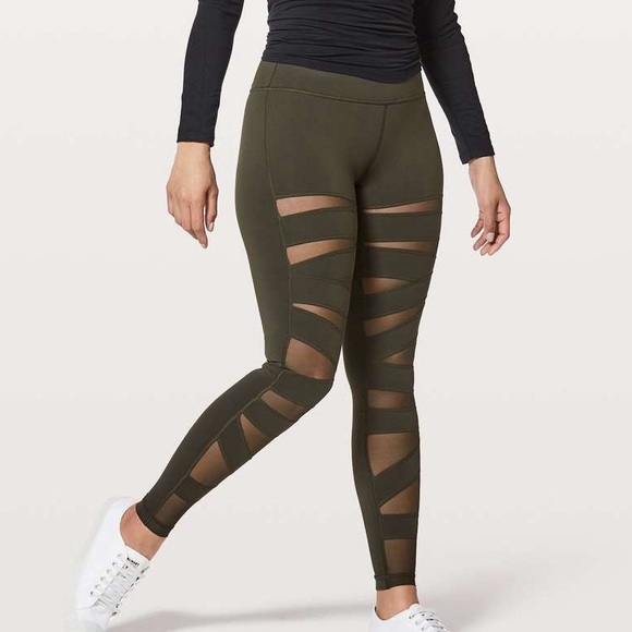 lululemon athletica Pants - Forest Green Lululemon Wunder Under HR Tight Tech Mesh NWOT